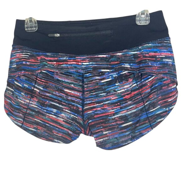 Lululemon Women's 4 Speed Up Rainbow Striped Color Running Track Shorts Colorful - Picture 2 of 5